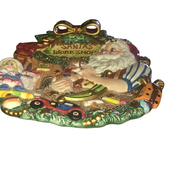 Vintage FITZ & FLOYD Santa's Magic Workshop Canape Serving Christmas Collectible - Picture 3 of 9